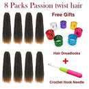 LOT 6 18" Passion Twist Hair Water Wave Crochet Braids 18"  LOT Braids NEW