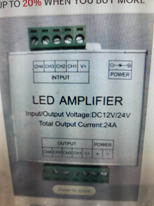RGBW Amplifier 24A Data Signal Repeater Alum Shell RGBWW LED Lights