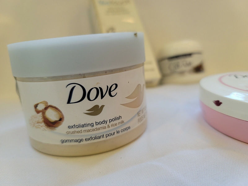 Dove, Exfoliating Body Polish + Beauty Cream  + Goat Milk Skin Care +(4 Items )