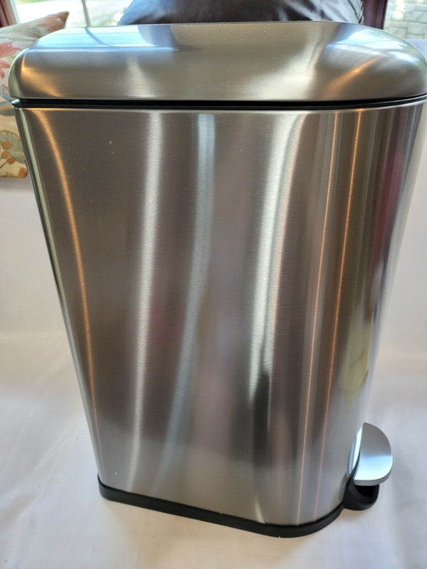 10.6 Gallon Kitchen Step Trash Can Stainless Steel Garbage 26"x15"x11"