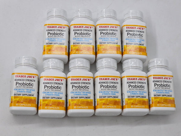 10 bottles Trader Joe's Advanced Strength Probiotic 30 Capsules In Bottle x 10
