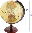 Annova Antique Globe 10" Diameter Metal Arc and Wood Base, Vintage Decorative