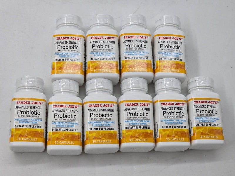 10 bottles Trader Joe's Advanced Strength Probiotic 30 Capsules In Bottle x 10