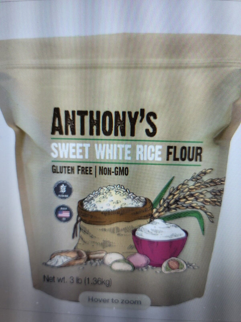 4 (Four) Anthony's  Sweet White Rice Flour, 3 lb, Gluten Free, Non GMO x 4