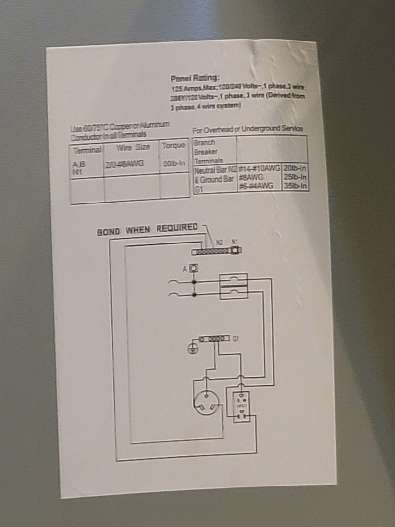 125 Amp 120/240 Volt Heavy Breaker Control Panel New but outside Metal Damaged