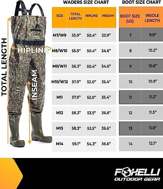Foxelli Chest Waders Waders for Men & Women with Boots MENS  WOMENS