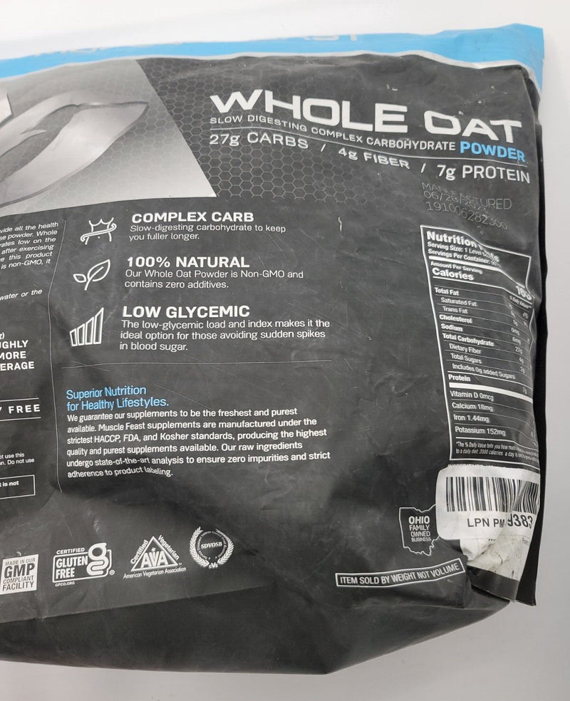 Muscle Feast Protein Powder Whole Oat Slow digesting complex carbohydrate 8Lbs