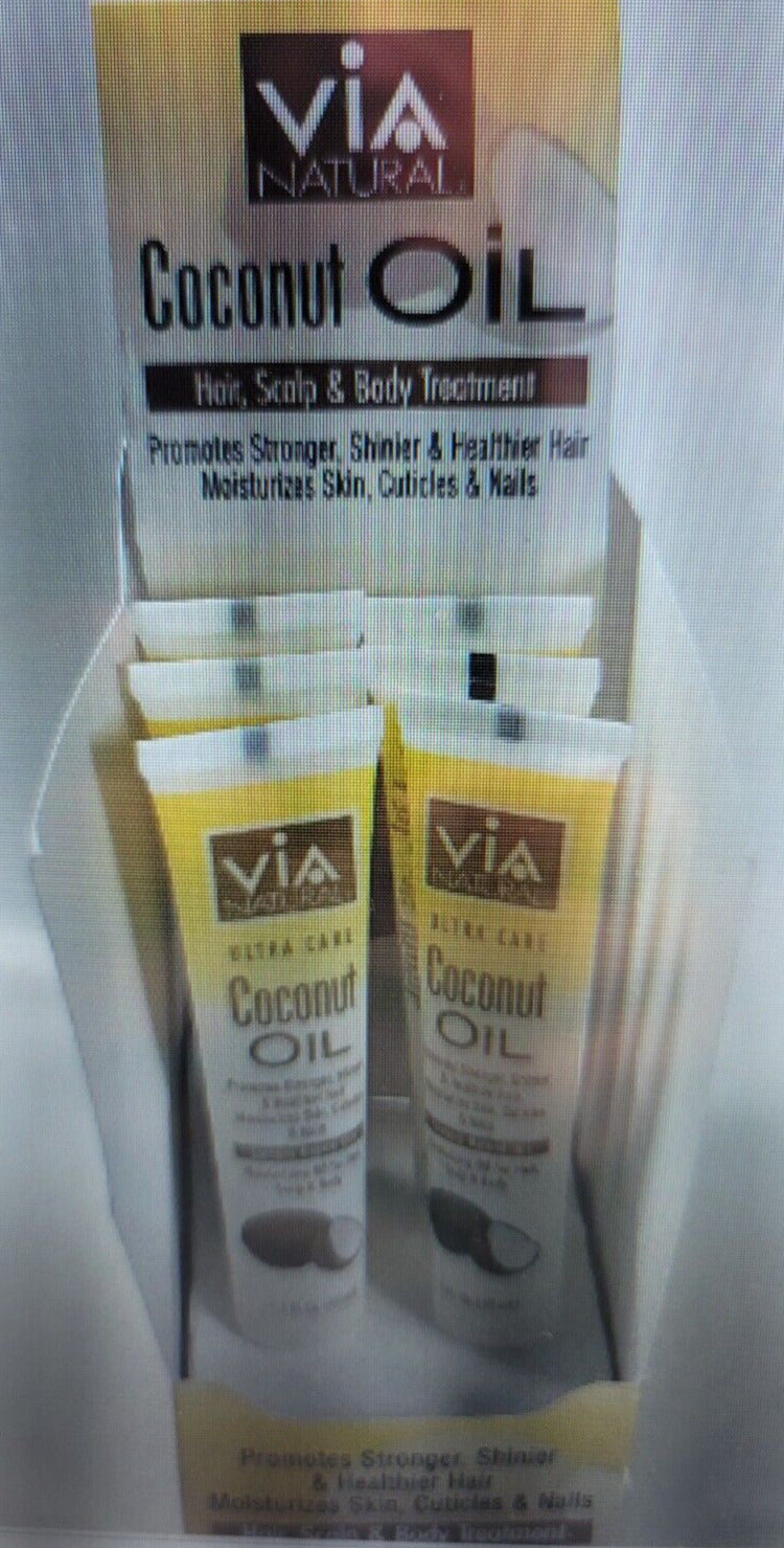 VIA NATURAL COCONUT OIL Hydrates HAIR, SKIN, BODY 1.5oz  48pk