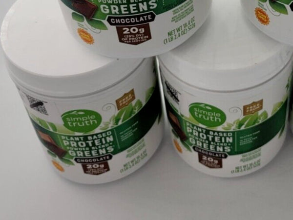 2 SIMPLE TRUTH Plant Based Protein Powder Blend Greens Chocolate 18.4 oz x 2