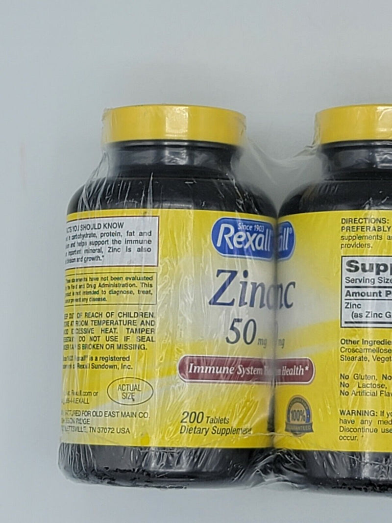 Rexall Zinc 50mg 600 Caplets each Immune System Support Exp 10/2025