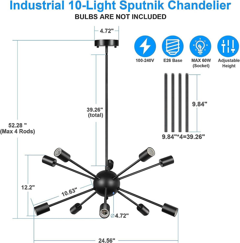 Sputnik Chandeliers 10-Light Modern Pendant Light + Floor Lamp
