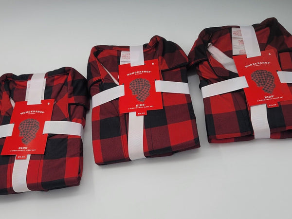 3 Sets Kids Pajamas Red & Black Buffalo Check Flannel Pajamas Set Size 5 Kids