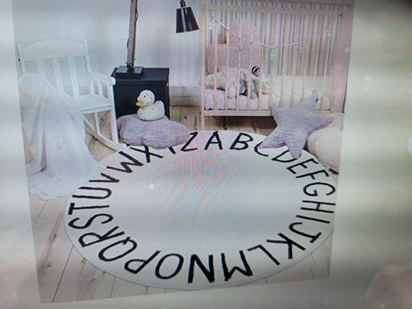 4' Round Kids Rugs Alphabet Nursery Rug Bedroom Crawling Mat Playmat Carpets