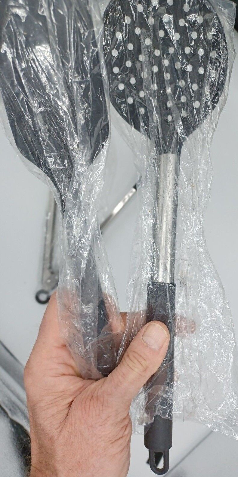 3 Piece Stainless Steel / Rubber Kitchen Utensils (New In Plastic) longest 12.5"