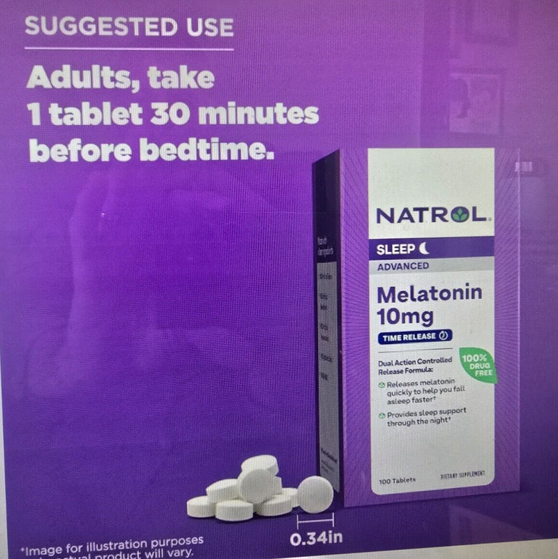 6 PACK Natrol Advanced Melatonin,Sleep, 10 mg, 100 Tablets (600 tablets total)