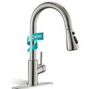 Commercial Kitchen Sink Faucet Pull Out Sprayer Mixer Tap Brushed Nickel&Cover