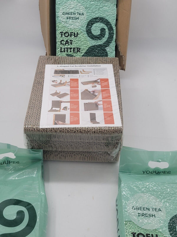 3 Tofu Cat Litter Natural Eco-Friendly Pretty + L shape Cat Scratcher