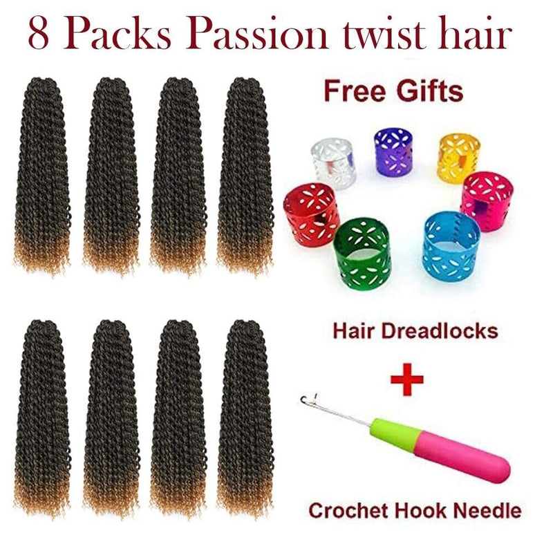 LOT 6 18" Passion Twist Hair Water Wave Crochet Braids 18"  LOT Braids NEW