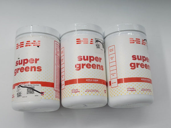 3(Three) New Beam Super Greens Powder Be Amazing Apple Cider Dietary Supplement