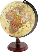 Annova Antique Globe 10" Diameter Metal Arc and Wood Base, Vintage Decorative