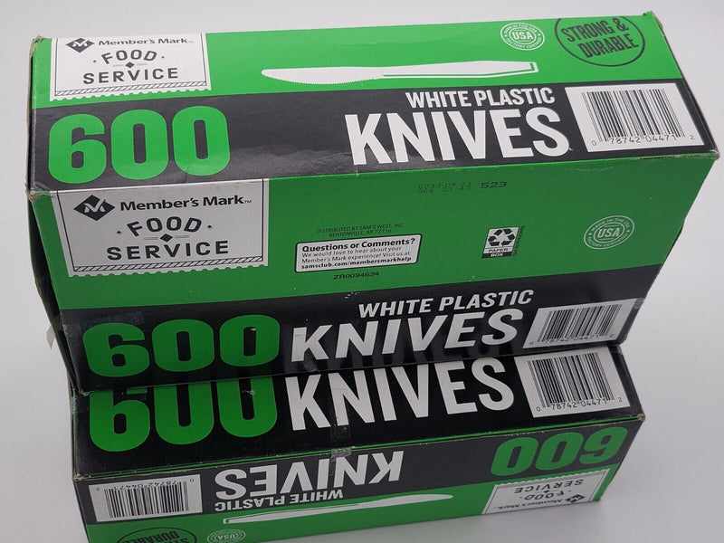 1200 knives Member's Mark White Plastic Knives, Heavyweight (600 ct. x 2)