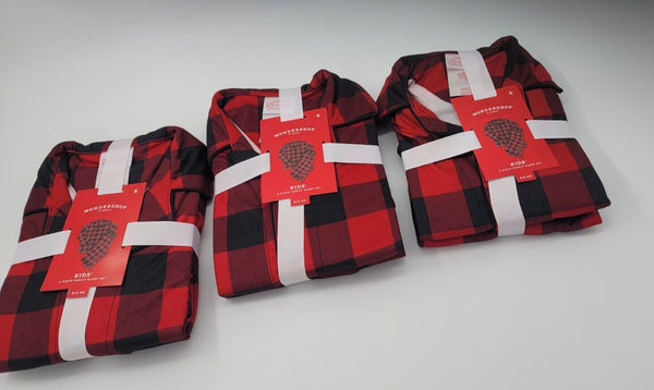 3 Sets Kids Pajamas Red & Black Buffalo Check Flannel Pajamas Set Size 6 Kids