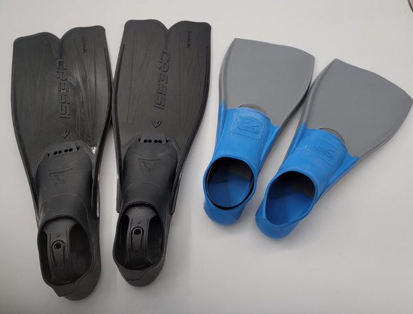 NEW Cressi Rondinella 39/40 Snorkel Fins - Black + Speedo Snorkel Finns Small