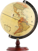 Annova Antique Globe 10" Diameter Metal Arc and Wood Base, Vintage Decorative