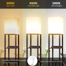 Shelf Floor Lamp,Real Solid Wood with 2 USB Ports & 1 Power Outlet