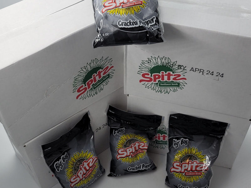 4 Boxes Sunflower Seeds Cracked Pepper 6 Oz - Pack of 9 x 4 Boxes 36 total