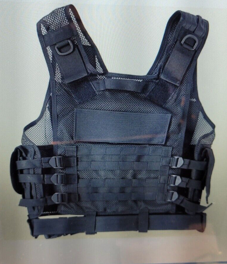 "WOAIKTactical Vest Molle w Gun Holster Black Combat Assault Police Military +