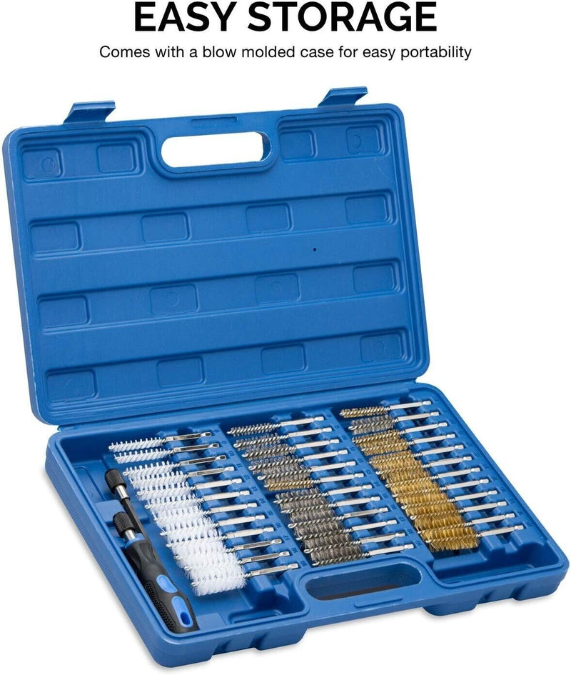 Neiko 00325A Industrial Wire Hex Shank Brush Set, 38 Piece| 1/4" Hex