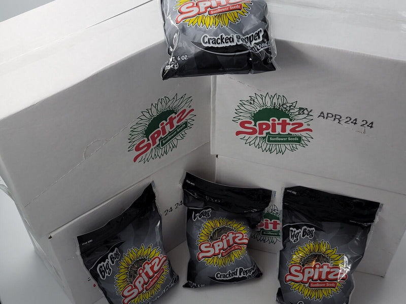 4 Boxes Sunflower Seeds Cracked Pepper 6 Oz - Pack of 9 x 4 Boxes 36 total