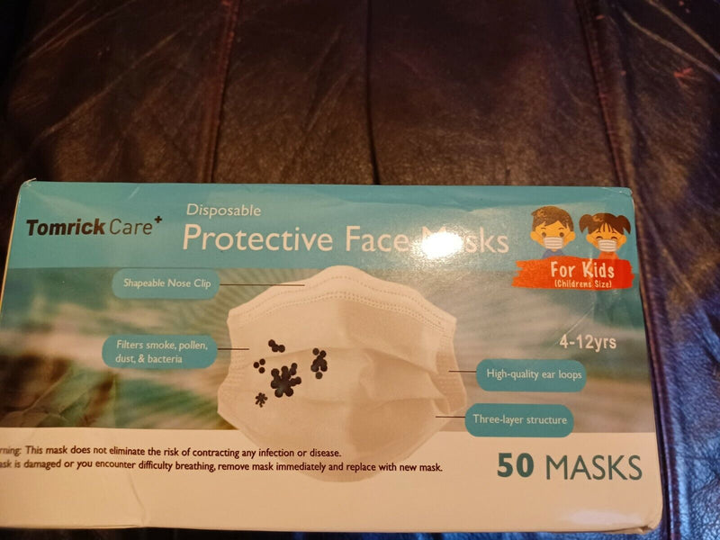 100 Pcs White Protective Face Masks 50 Children plus 50 unopened adult