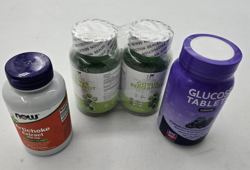 Rite Aid Glucose Tablets, + NOW FOODS Artichoke Extract +Citrus Bergamot Gummies