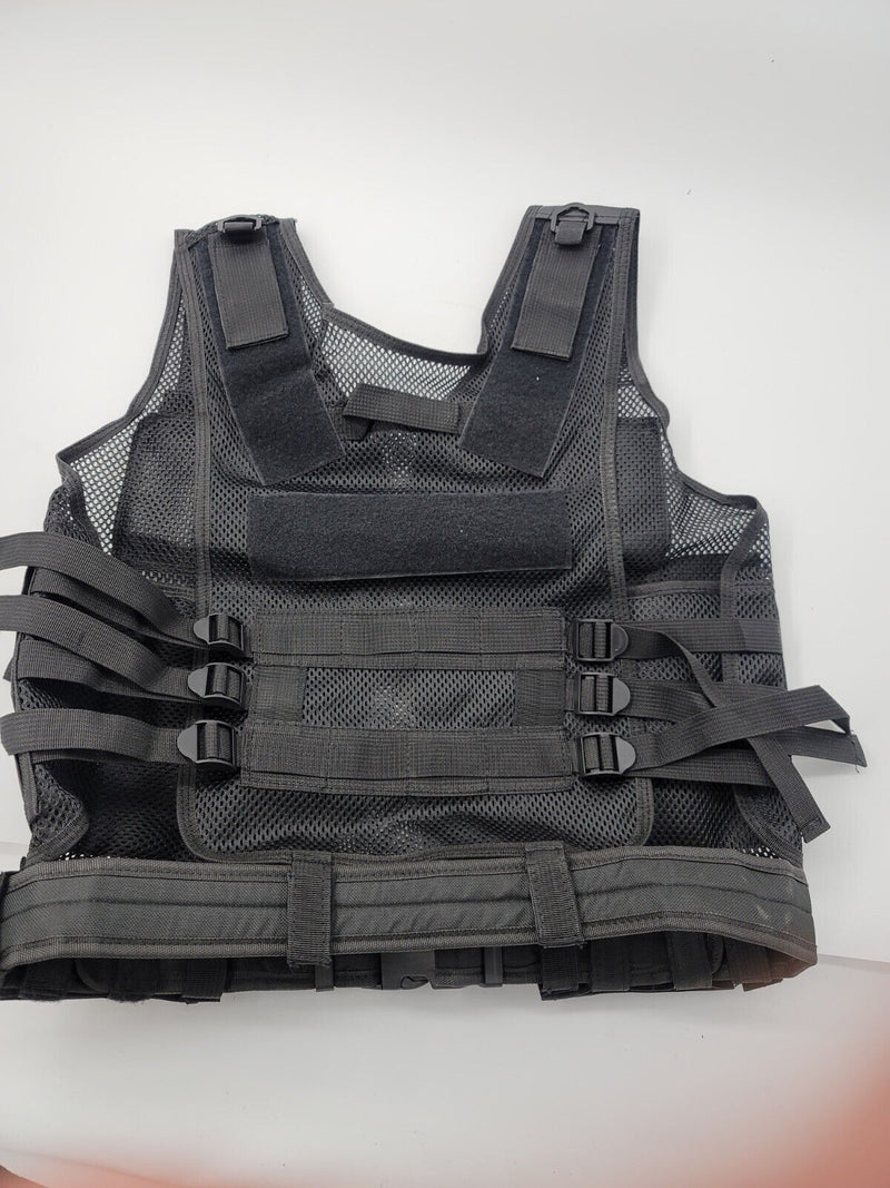 "WOAIKTactical Vest Molle w Gun Holster Black Combat Assault Police Military +