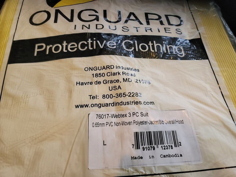 4 Large Onguard Outfits- Jacket Bib Overall Hood Yellow Protective Clothing Rain