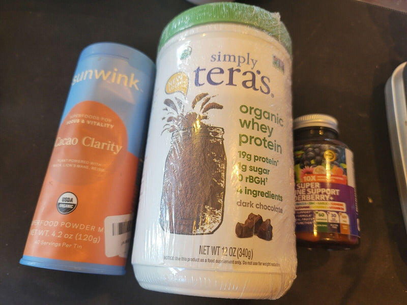 3 items Simply Tera's Pure Whey Protein, 20g Protein, Dark Chocolate, 12 oz ++