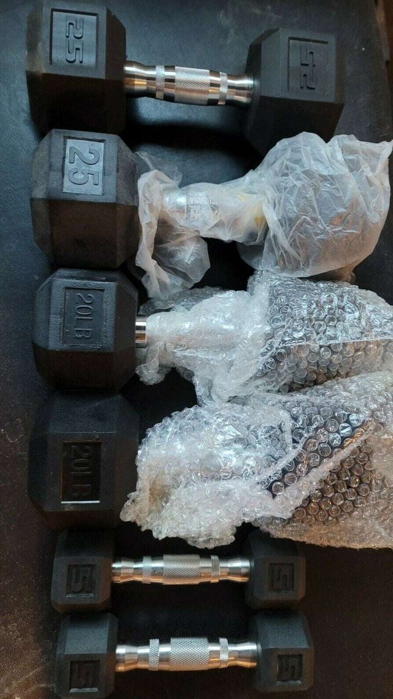 Two5/20/25/ lbs Rubber Coated Hex Dumbbell Hand Weight Set Hexagonal