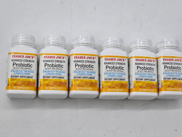 6 bottles Trader Joe's Advanced Strength Probiotic 30 Capsules In Bottle x 6