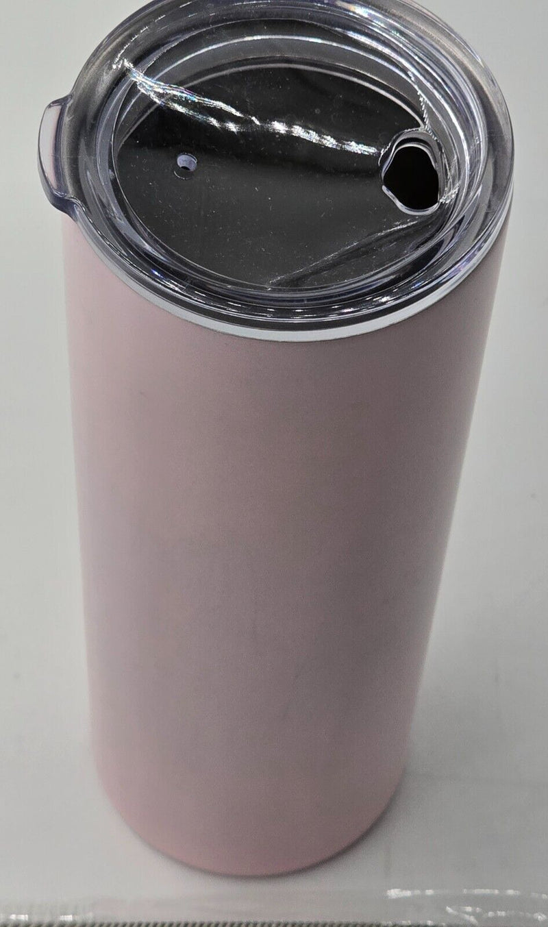 1 Pack Trugos 20 oz skinny Pink tumbler w 2 stainless straws and brush New