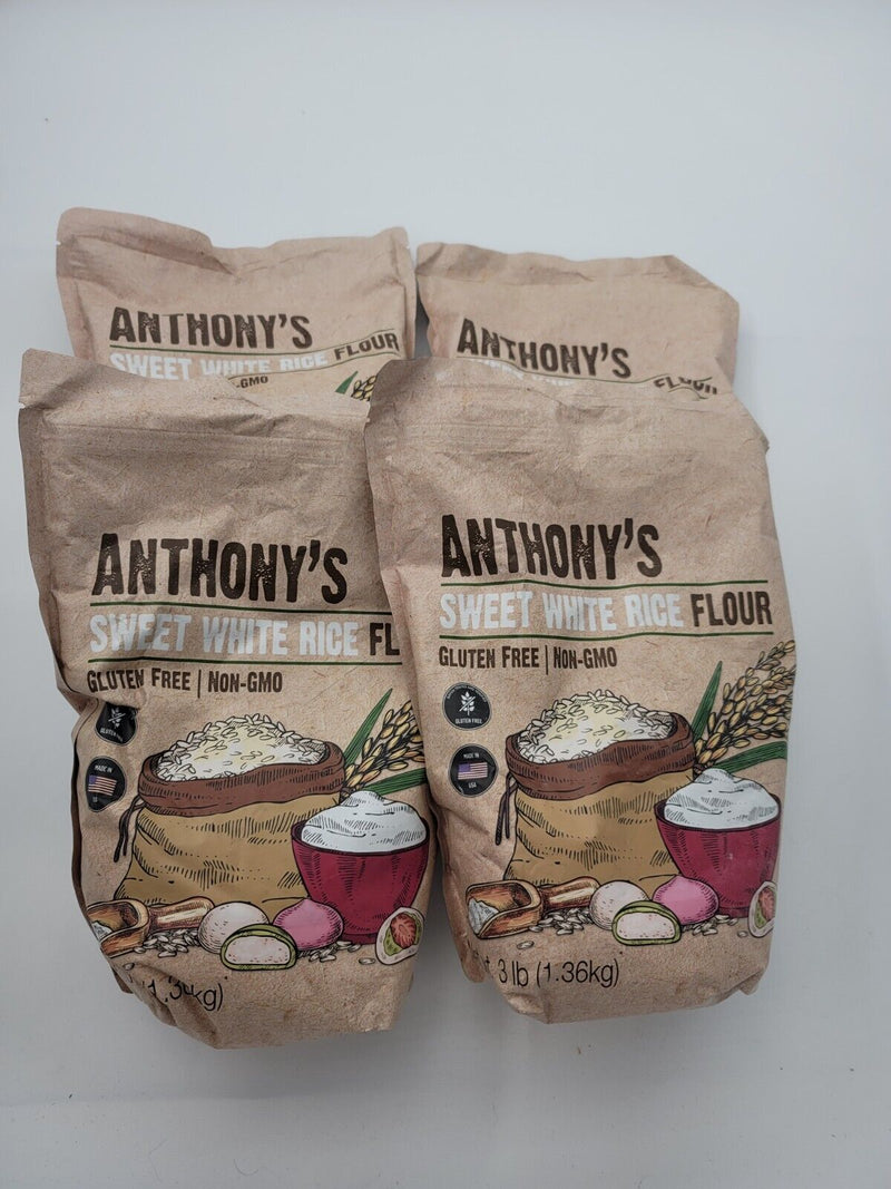 4 (Four) Anthony's  Sweet White Rice Flour, 3 lb, Gluten Free, Non GMO x 4