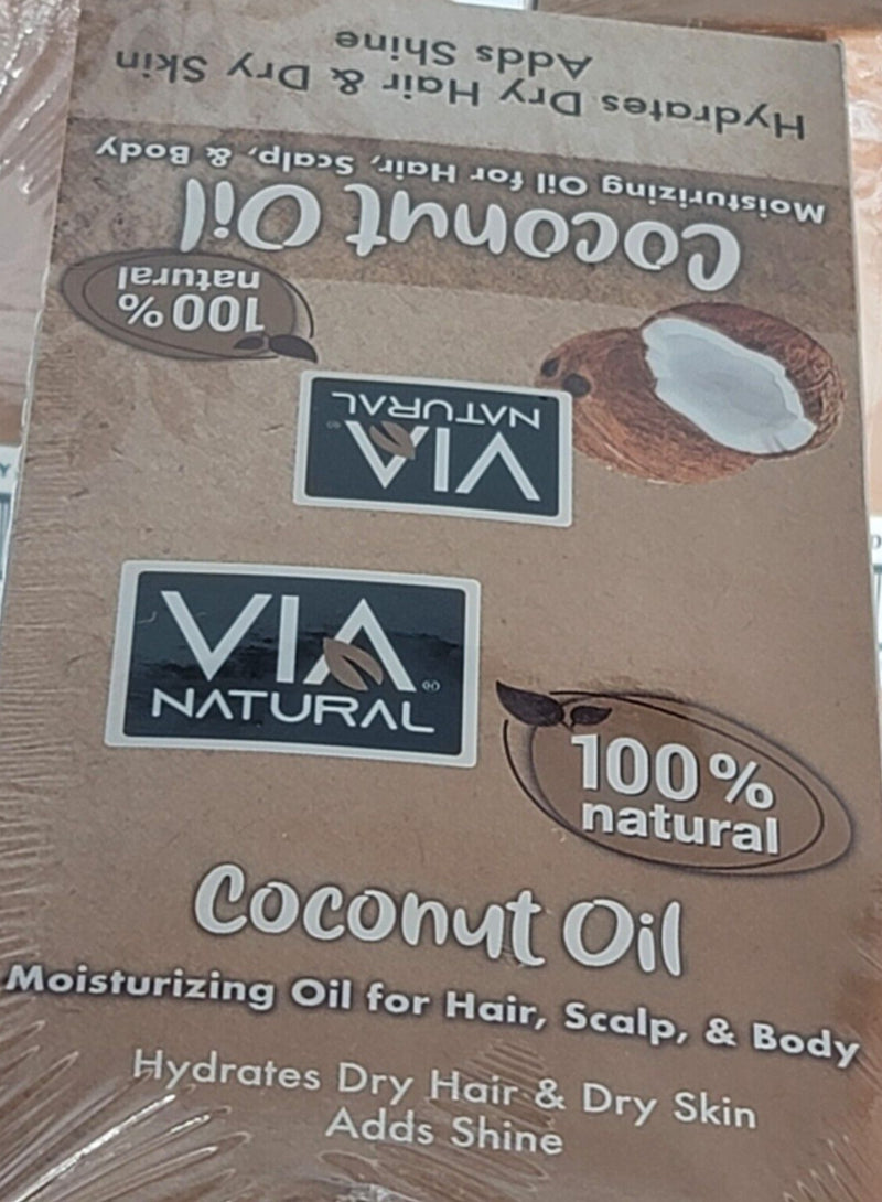 VIA NATURAL COCONUT OIL Hydrates HAIR, SKIN, BODY 1.5oz  48pk