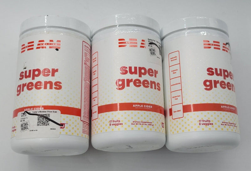 3(Three) New Beam Super Greens Powder Be Amazing Apple Cider Dietary Supplement