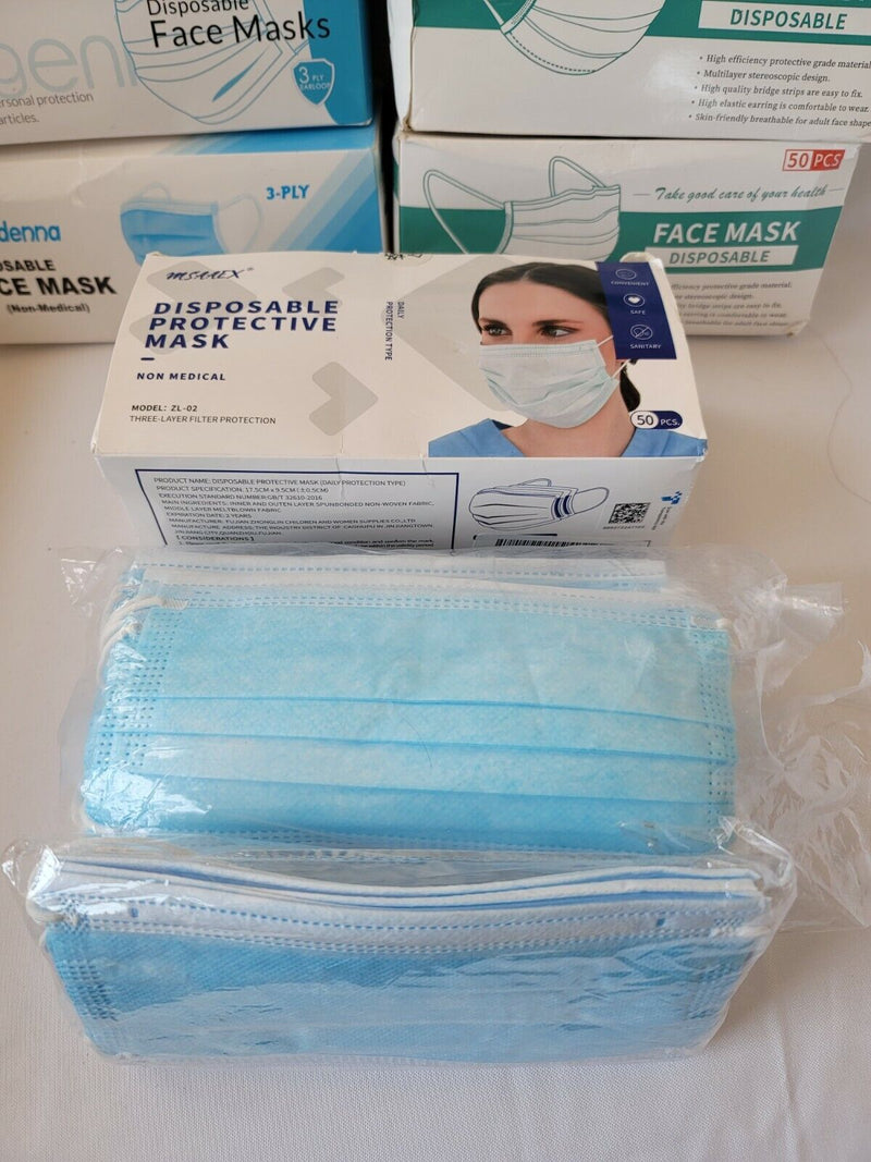 DISPOSABLE Blue MASK 3-ply 400 + Pcs- almost all fully plastic sealed