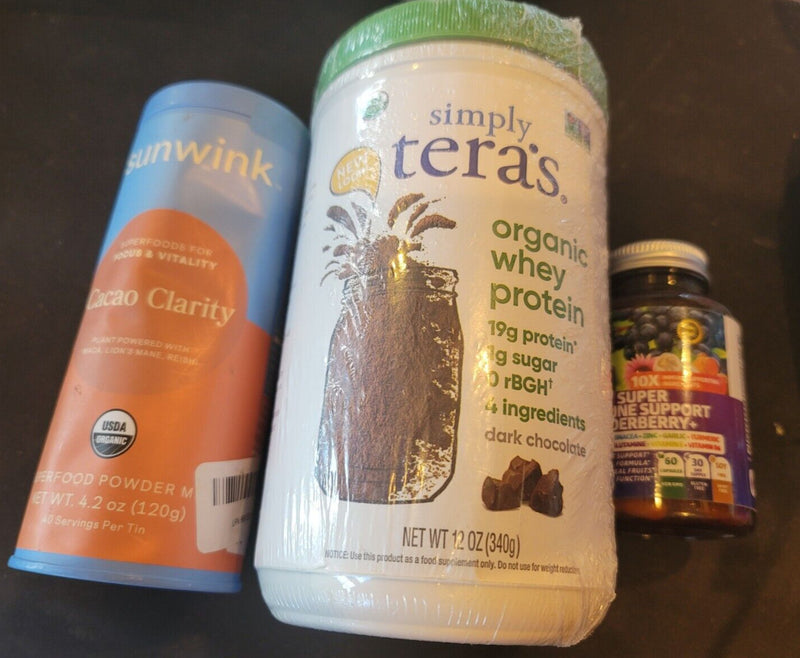 3 items Simply Tera's Pure Whey Protein, 20g Protein, Dark Chocolate, 12 oz ++