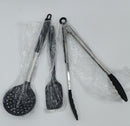 3 Piece Stainless Steel / Rubber Kitchen Utensils (New In Plastic) longest 12.5"