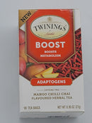 6 Twinings Boost Adaptogens Herbal Chilli Chai Flavored Tea, 18 Tea Bags x 6