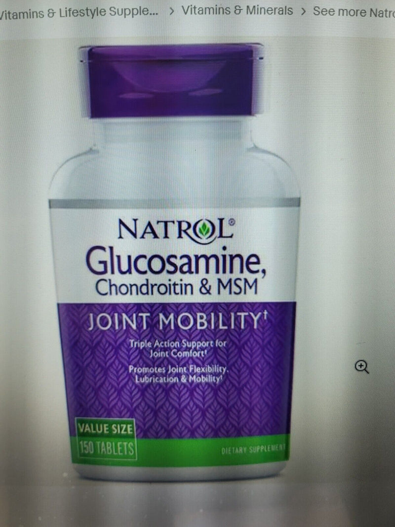 Natrol Glucosamine Chondroitin MSM 150 Tablets Exp 11/30/25 Joint Mobility