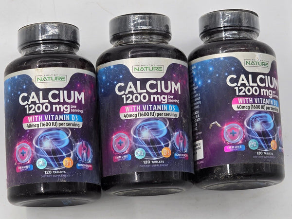 3 Nature's 1200mg Calcium w/ Vitamin D3  120 softgels BB Dec 2026